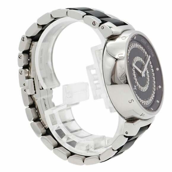Louis Vuitton Tambour Diamant GM Q111C Black Dial Men's Watch